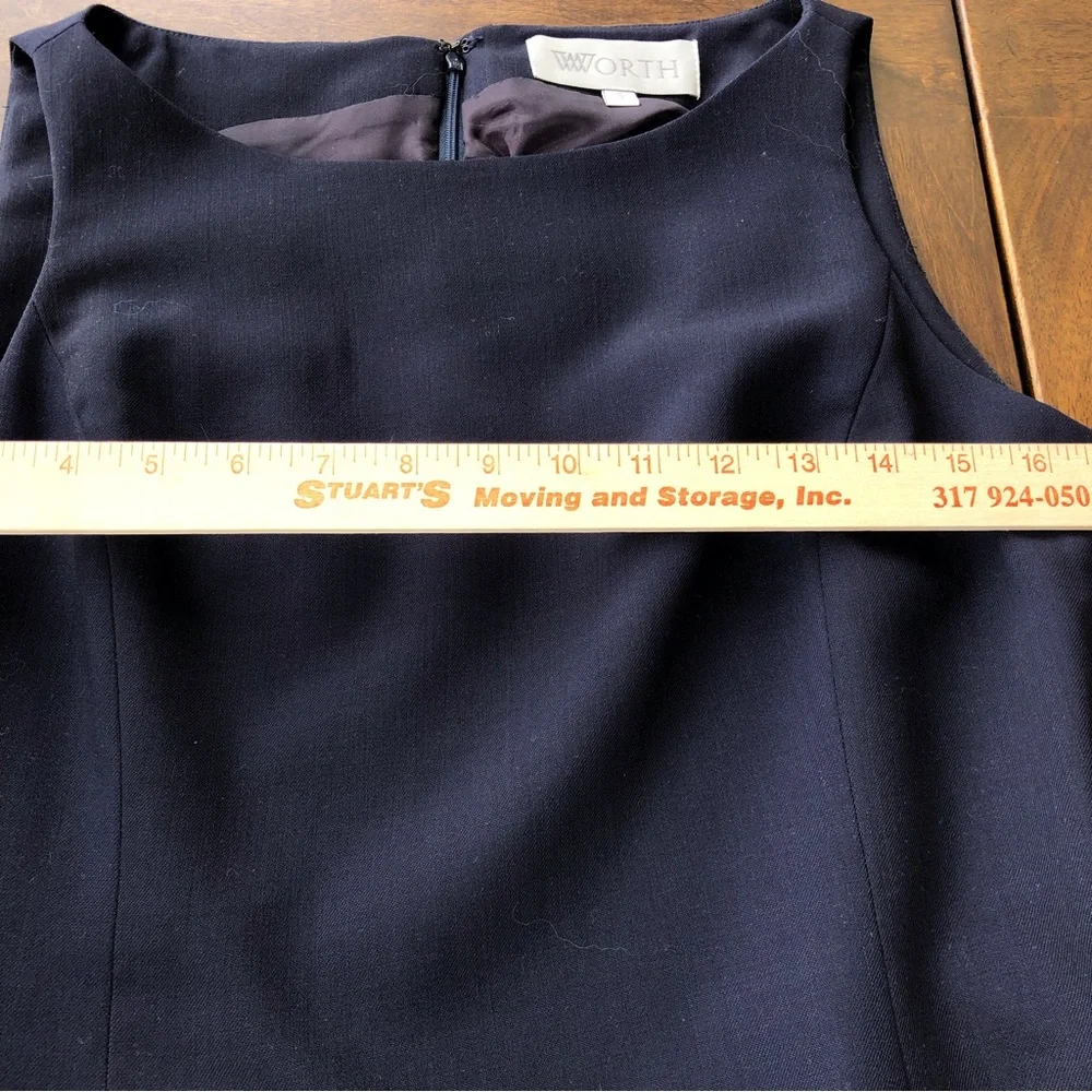 Worth Collection Navy Blue Sleeveless Dress Size 8 - Picture 5 of 6